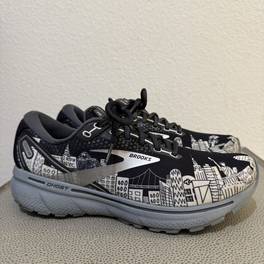 Brooks Ghost 12 I Run NYC Black White Womens Size 9.5B Limited Edition Running